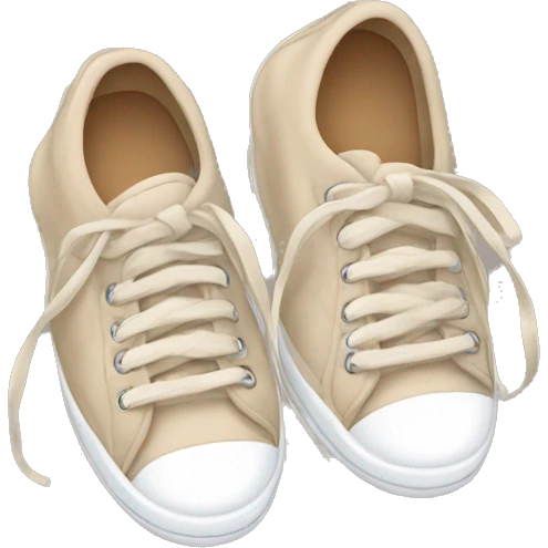cozy beige sneakers with untied laces emoji