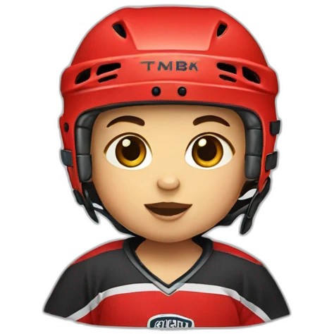 baby hockey player wearing red emoji