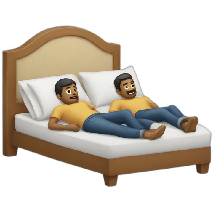 two man laying on bed emoji