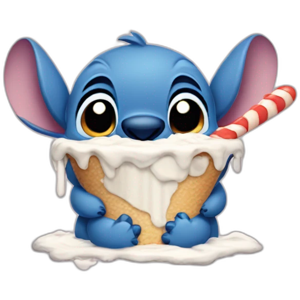 Stitch qui mange une glace Disney emoji