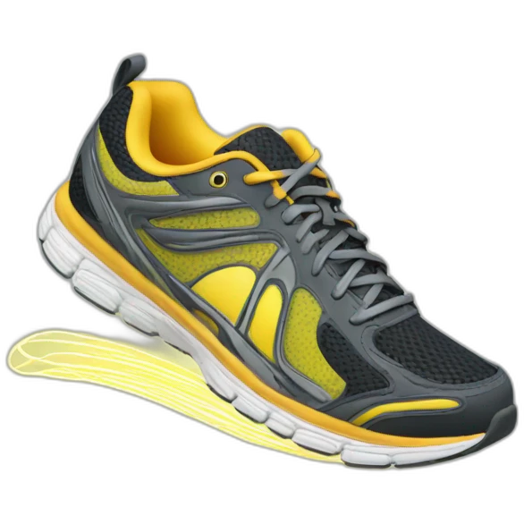 running shoe with a light trail behind it emoji