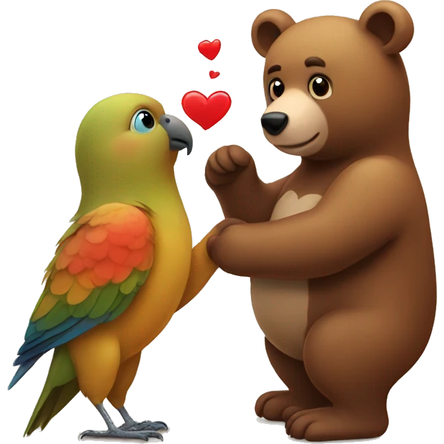 Love between lovebird and bear  emoji