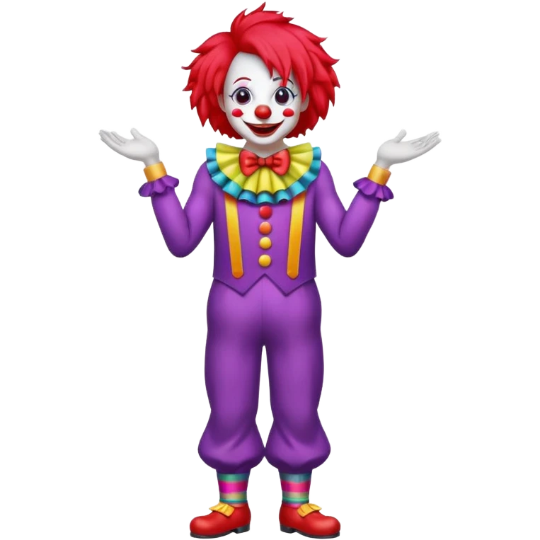 Clown – Bright makeup, red nose, colorful wig, exaggerated smile, full body emoji