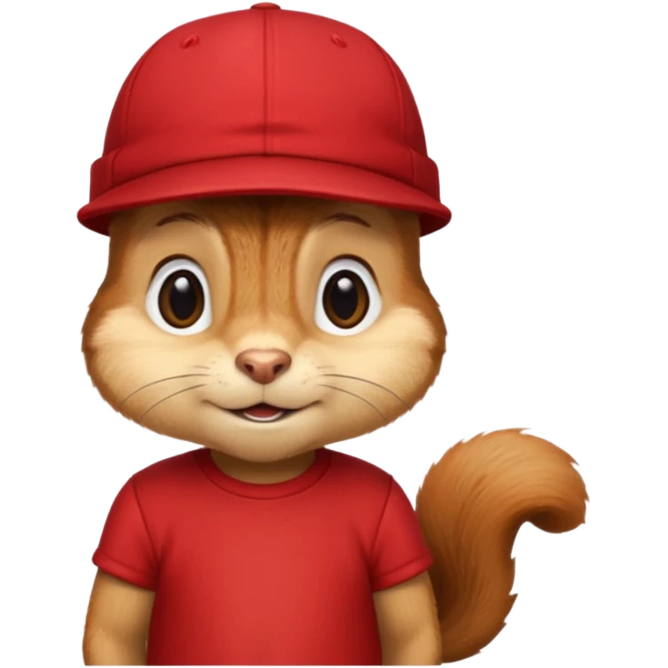 CHIPMUNK ALVIN FROM ALVIN AND THE CHIPMUNKS WITH RED SHIRT AND RED HAT VERY SKINNY AND MALNOURISHED. SKINNY THIN BODY CHIPMUNK HE HAS TO BE A CHIPMUNK emoji