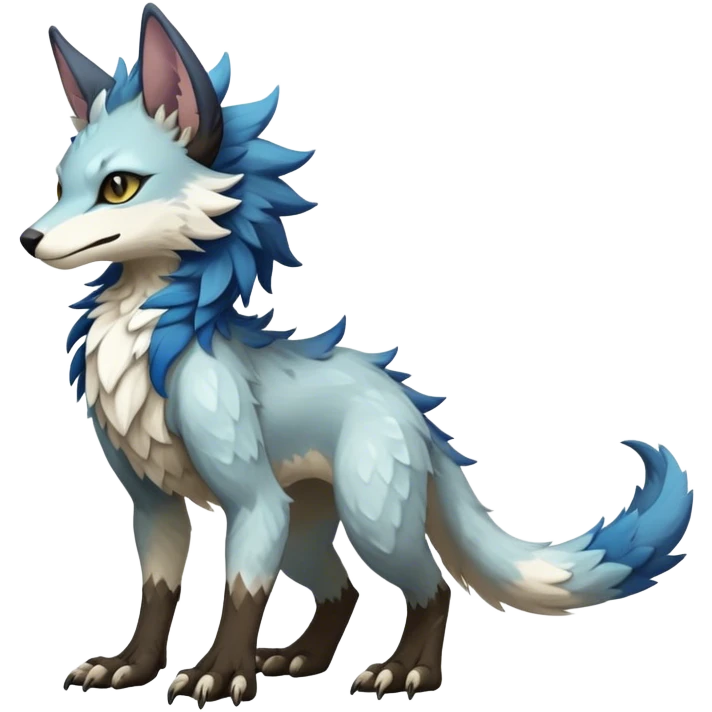 Epic Feral Rare Fantasy shiny cool fluffy Vernid-Sergal-Trico-species by LiLaiRa, random markings, tufted tail, tufted ears, full body emoji