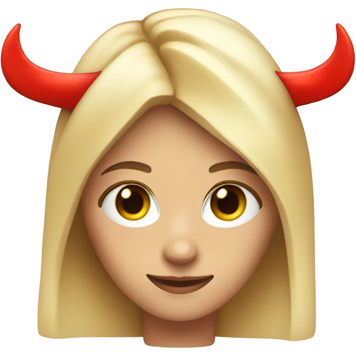 Blonde girl with devil horns and angel halo emoji