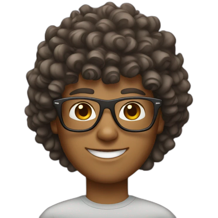 young man with curly hair and mullet trim and ray ban glasses emoji