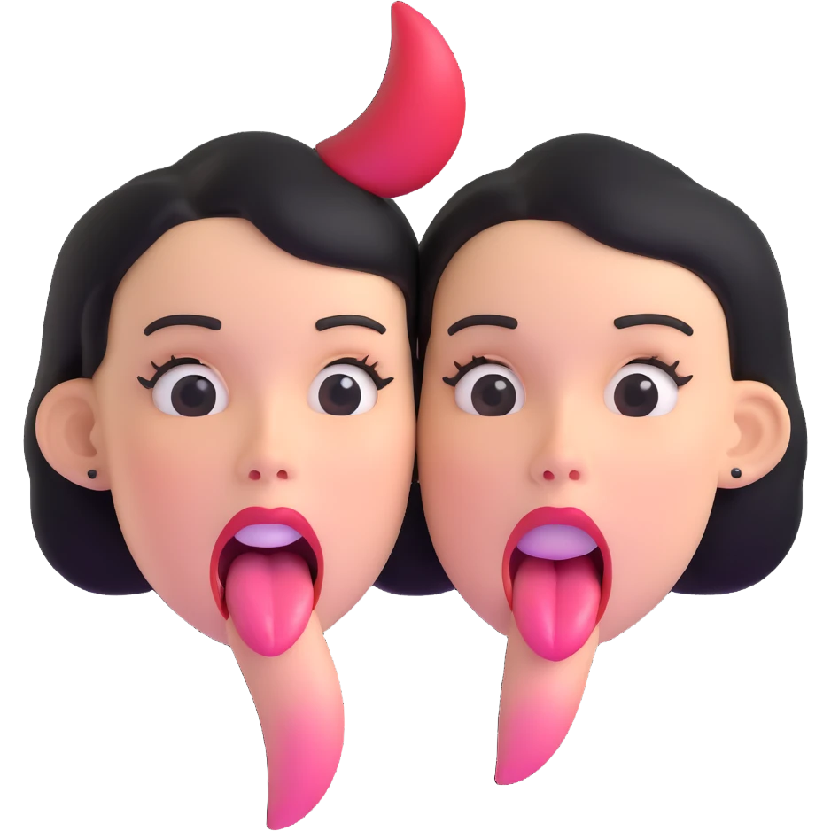 woman with two heads sticking out their tongues emoji