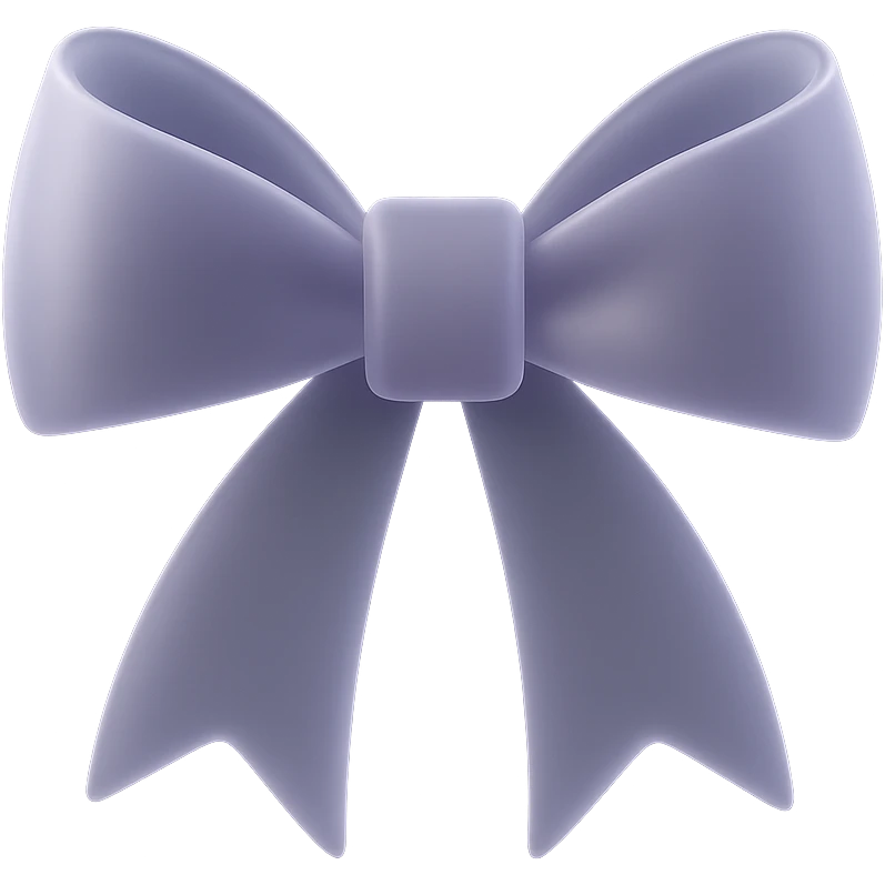 stylized lavender bow with gentle curves and matte glass effect emoji