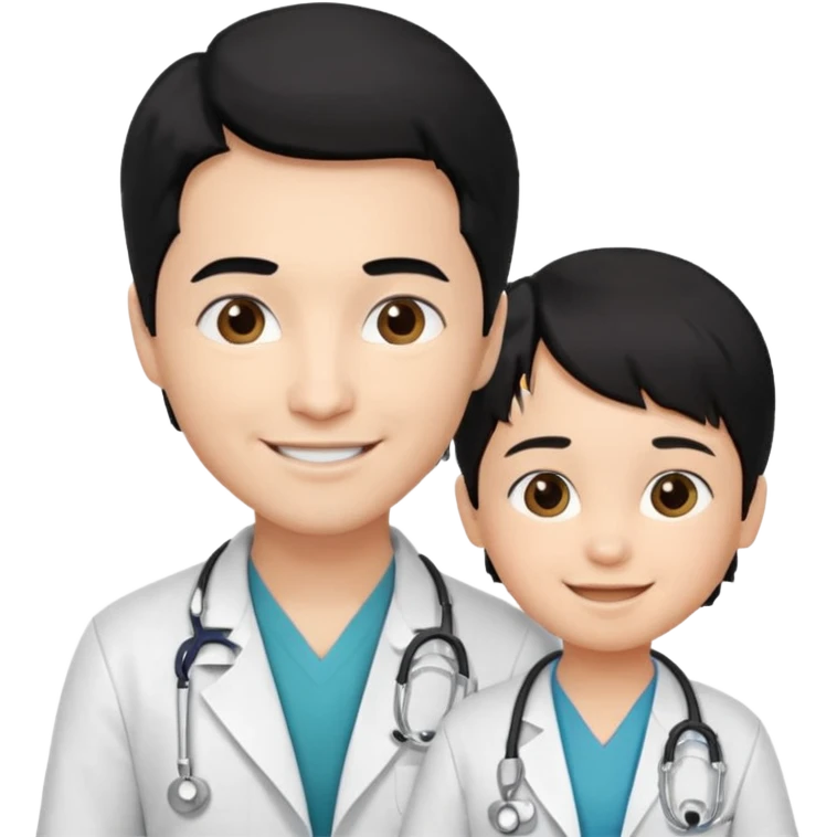 doctor black hair with a kid emoji