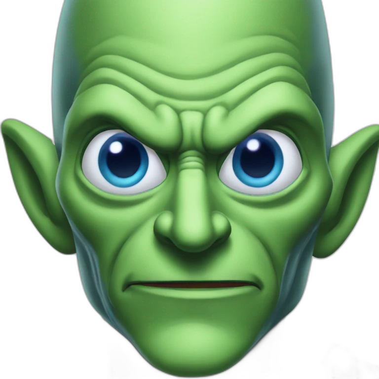 Long nose, green goblin with blue eyes emoji