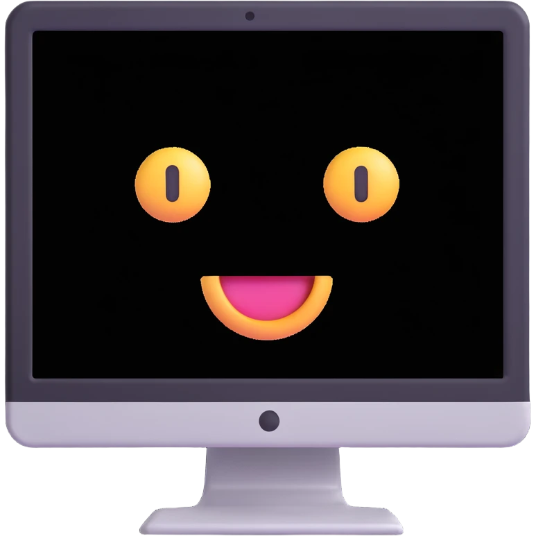 Minimalist 3D-emoticon-style icon of a desktop monitor with soft shading and subtle highlights emoji