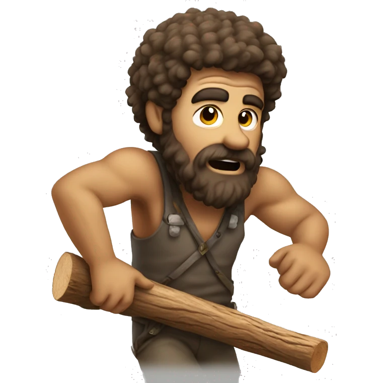 hairy man chucking wood emoji