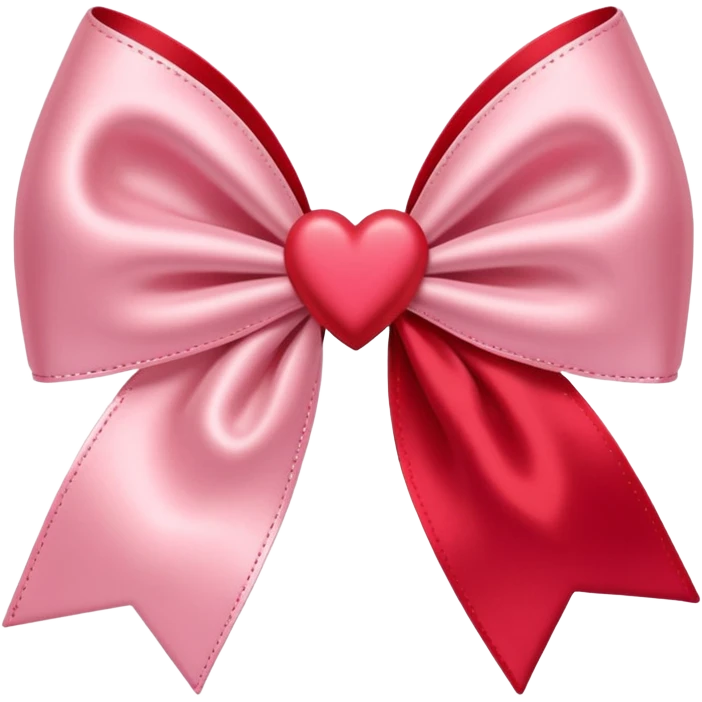 Red coquette bow with a heart in the middle, delicate and feminine, soft pink tones, elegant details emoji