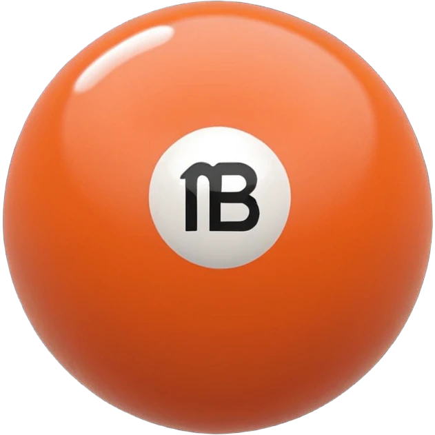 Pool ball back ball with the “MB” written on it. emoji