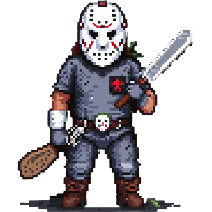 Jason Voorhees from Friday the 13th horror movies wearing a hockey mask and holding a machete emoji