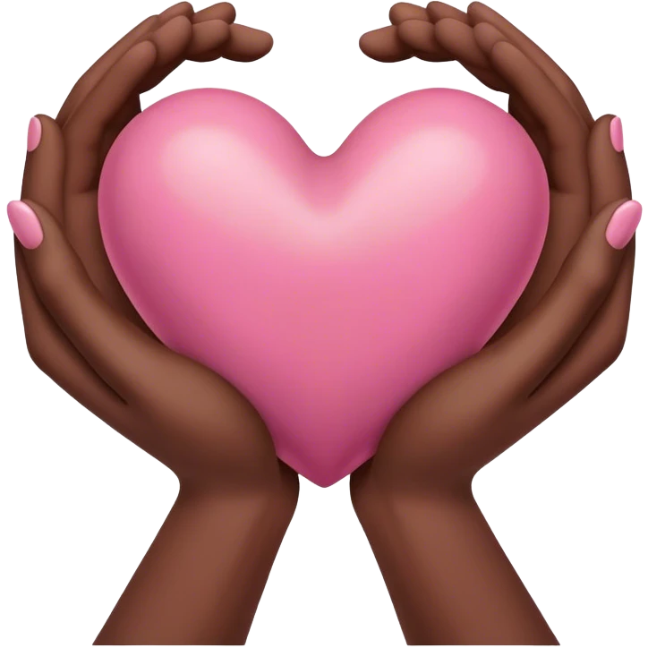 Pink Heart in the middle of two brown hands emoji