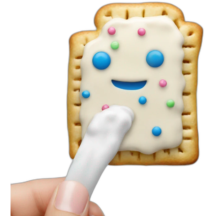 poptarts formed into shape of a hand with frosting emoji