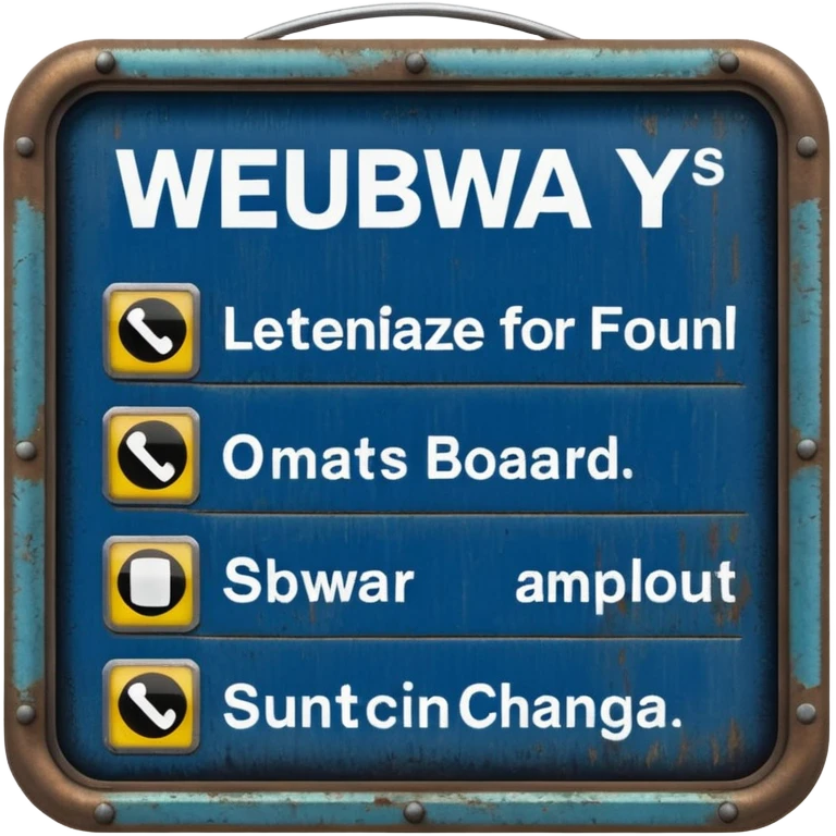 Platform Board – blue text display, Subway Sign. emoji