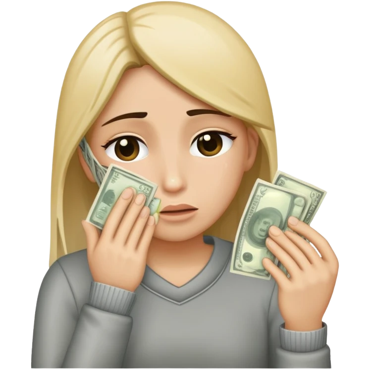 Wiping tears with money emoji