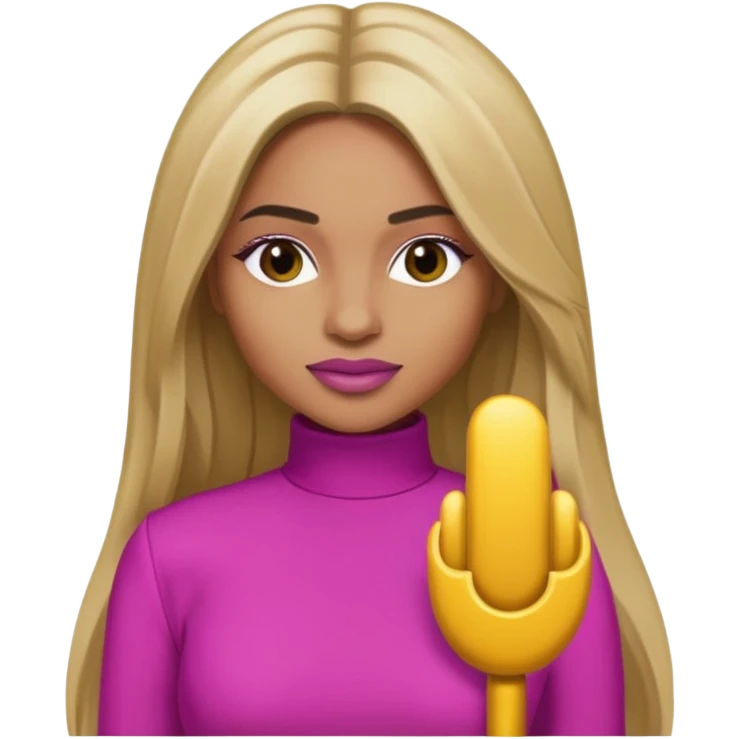 Ciara with long dark blonde hair magenta outfit emoji