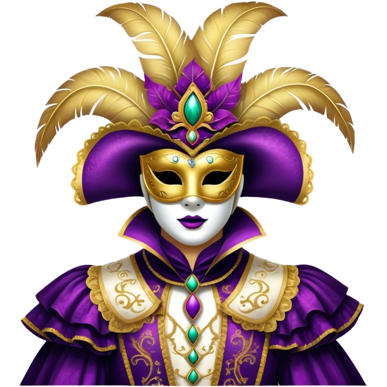 Venice Carnival performer – Cinematic Realistic Venice Carnival Performer, depicted in an opulent, elaborately masked costume with rich textures, vibrant colors, and dramatic, soft lighting, set against the historic backdrop of Venetian canals, capturing the mystery and extravagance of the carnival. emoji