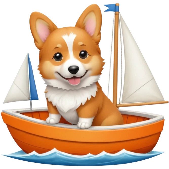 Corgi sailing a boat emoji