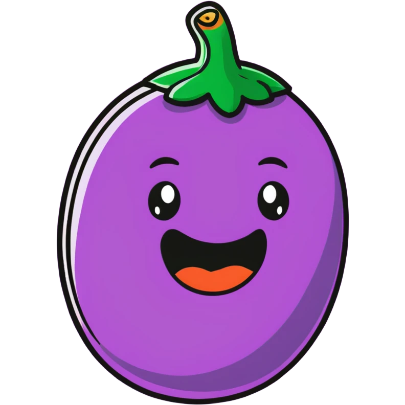 playful face eating an aubergine (eggplant) emoji