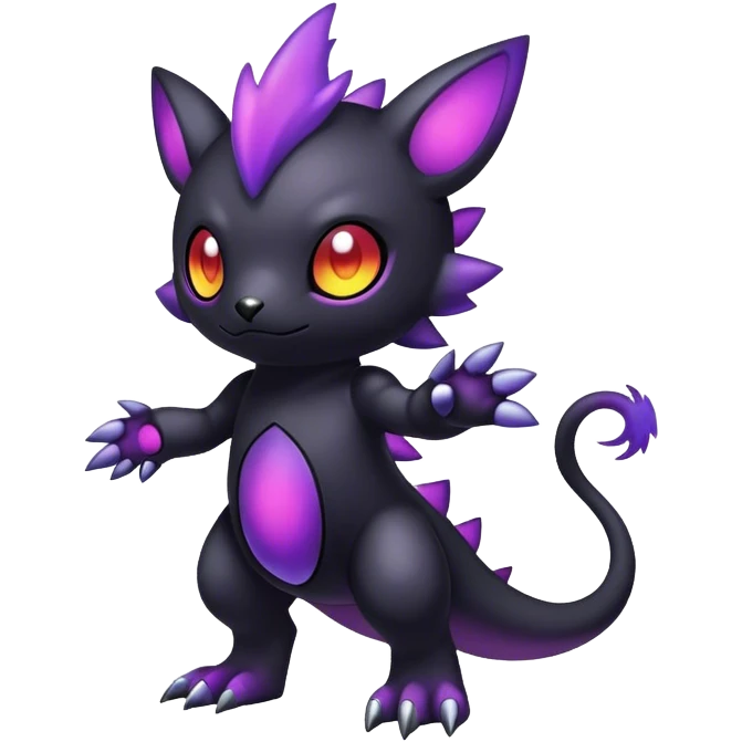 Cute cool colorful dark nebula fantasy-Fakemon-Digimon-animal-hybrid full body emoji
