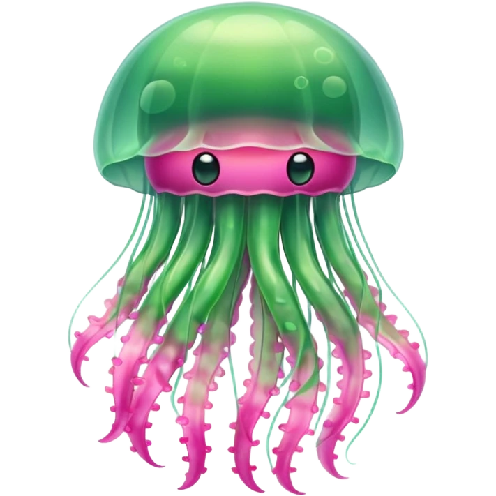 Cute green pink jellyfish emoji