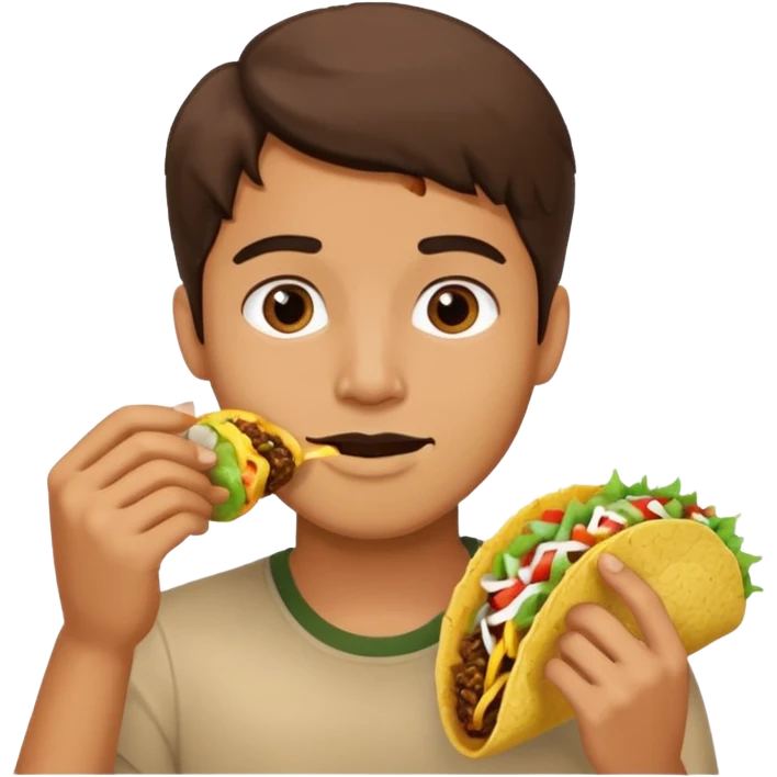 a young man eating a taco emoji