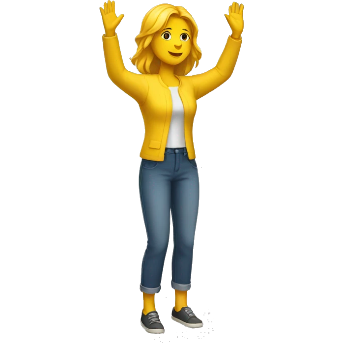 Yellow Woman (full body) (hands raised) emoji