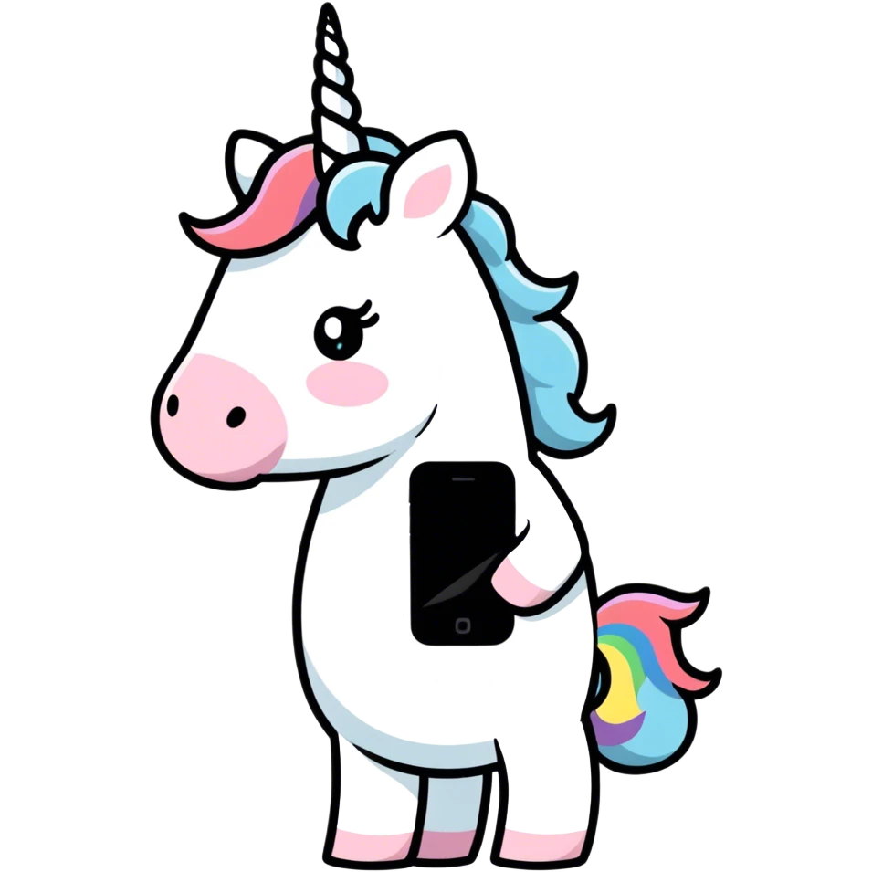 unicorn with iPhone emoji
