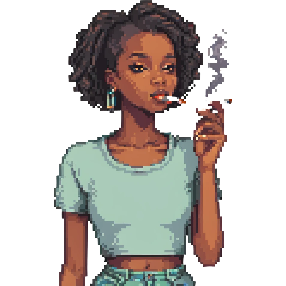 black girl smoking emoji