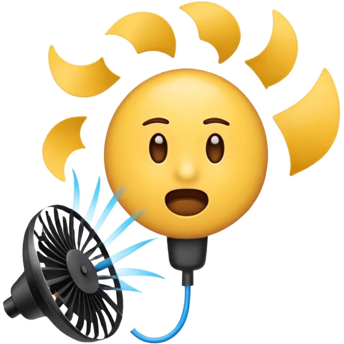 Create a shit emoji being thrown from a fan, like "shit in the fan" expression.
Use the actual "shit emoji" and try version with electric fan emoji