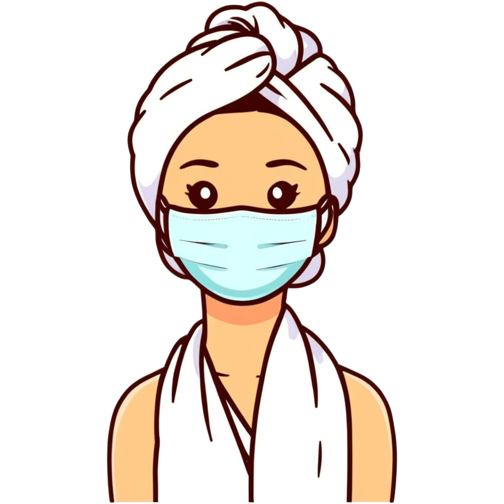 Chica con mascarilla de la cara y toalla en el pelo emoji