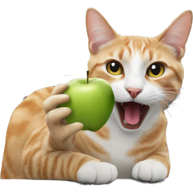 Cat in New York City biting an apple  emoji