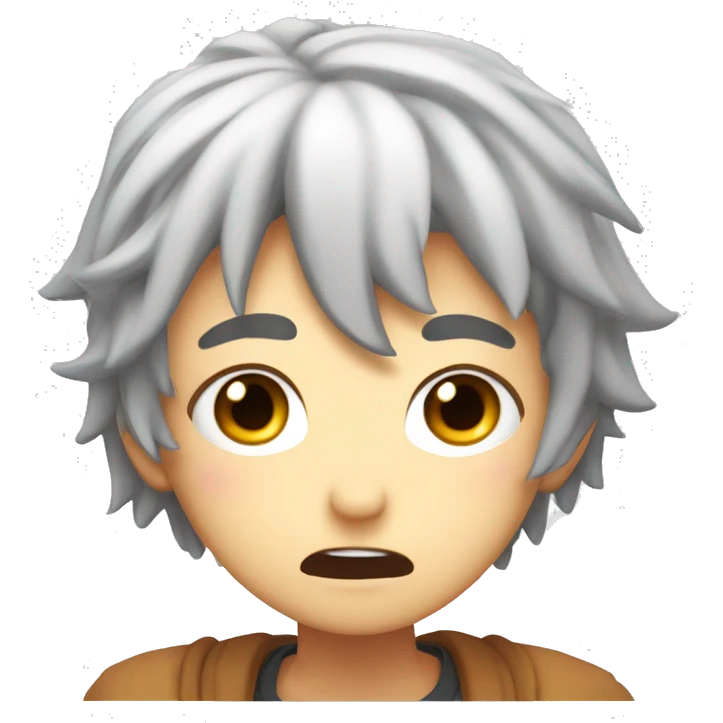 An anime character with wide eyes, open mouth, and sweat drops on their forehead. The expression should show surprise or disbelief, inspired by classic anime shock reactions. emoji