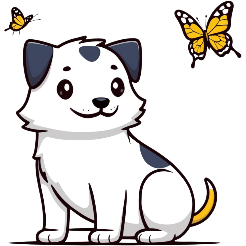 Dog looking at butterfly emoji
