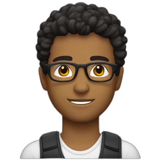 Carlos, canas, gafas, joven, cuerpo entero, deporte, pelo negro y corto, cara exceptica emoji