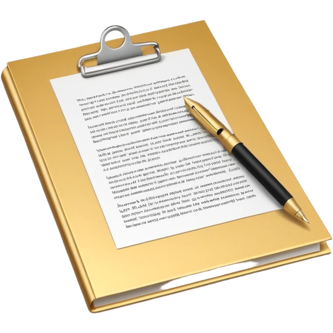 3D Premium contract golden paper signed emoji