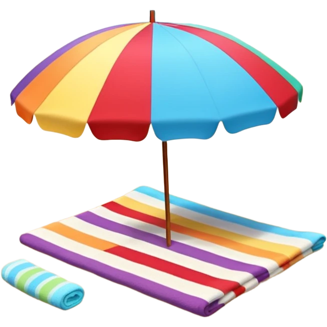 beach umbrella and towel on sand emoji