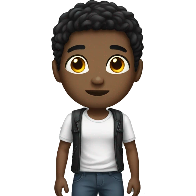 Black hair boy with body emoji