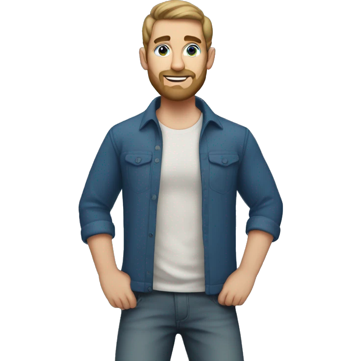 Man with dark blonde hair. A ponytail. Blue eyes and dark blonde beard  emoji