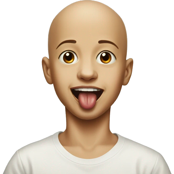 bald meme portrait of boy with tongue out emoji