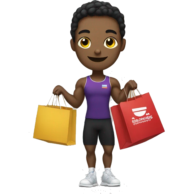 olympic weightlifter holding shopping bags emoji