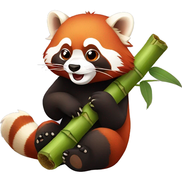 red panda eating bamboo emoji