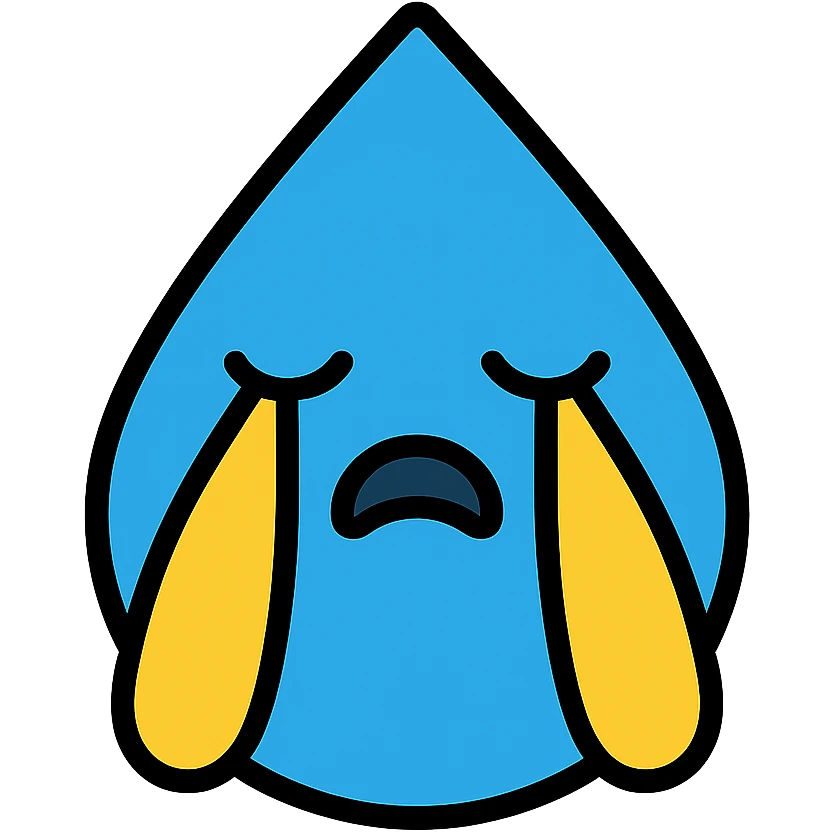 colored icon of a water droplet crying emoji