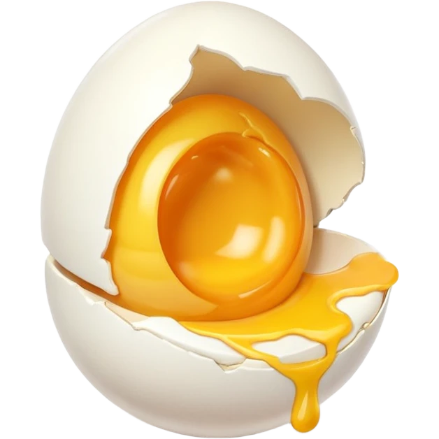 egg object icon, cracked egg with yolk, 3D cartoon, mobile game icon style, clean background, no text, no watermark
 emoji