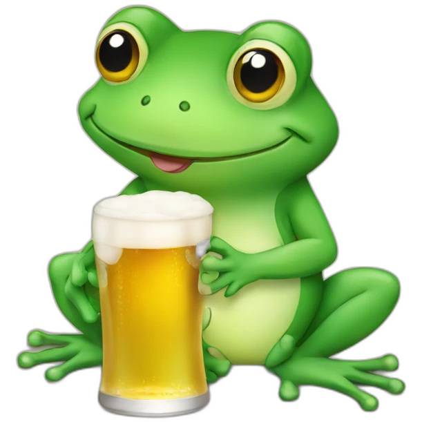 cute frog drinking beer emoji